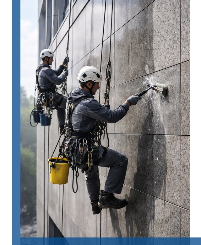 Профессиональная мойка фасада из керамогранита в Томске