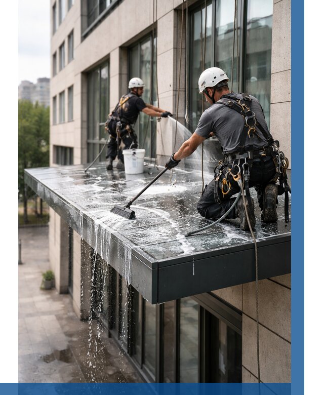 Мойка козырьков и навесов в Томске от 3824 р. | ВЫСОТНИК-Тмс