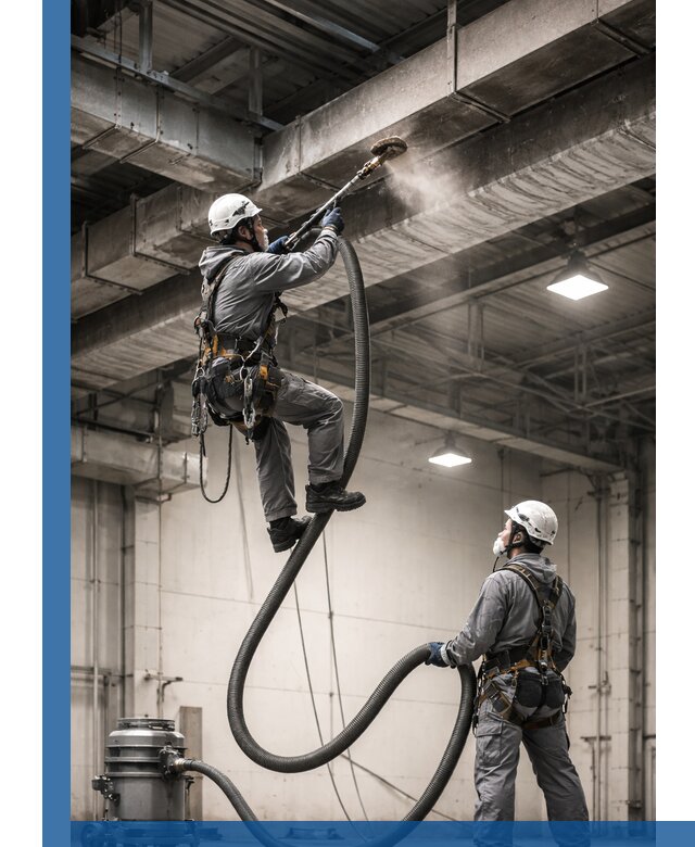 Обеспыливание потолочных конструкций в Томске промышленным альпинизмом