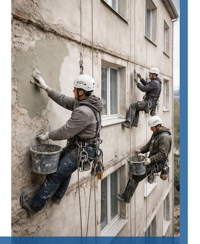 Ремонт штукатурного фасада в Томске от 820 р. под ключ | ВЫСОТНИК-Тмс