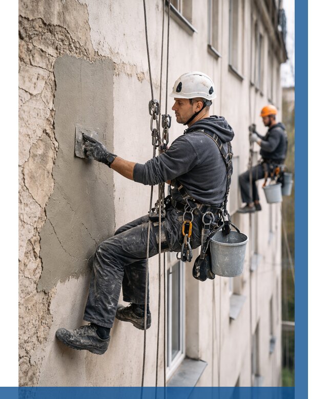 Восстановление штукатурки фасада в Томске от 1311 р. | ВЫСОТНИК-Тмс