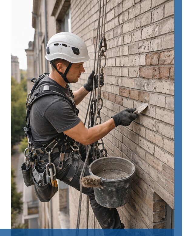 Ремонт кирпичной кладки фасада в Томске от 1967 р. | ВЫСОТНИК-Тмс