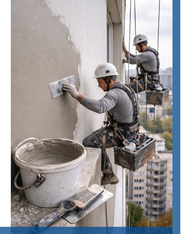 Шпаклевка фасада на высоте в Томске от 765 р. | ВЫСОТНИК-Тмс