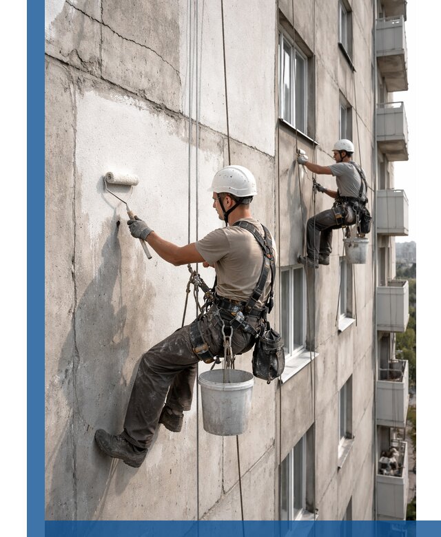 Покраска бетонного фасада в Томске для жилых и промышленных объектов