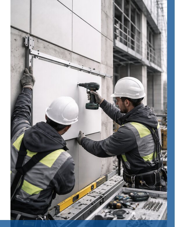 Монтаж композитных панелей фасада в Томске от 2732 р. | ВЫСОТНИК-Тмс