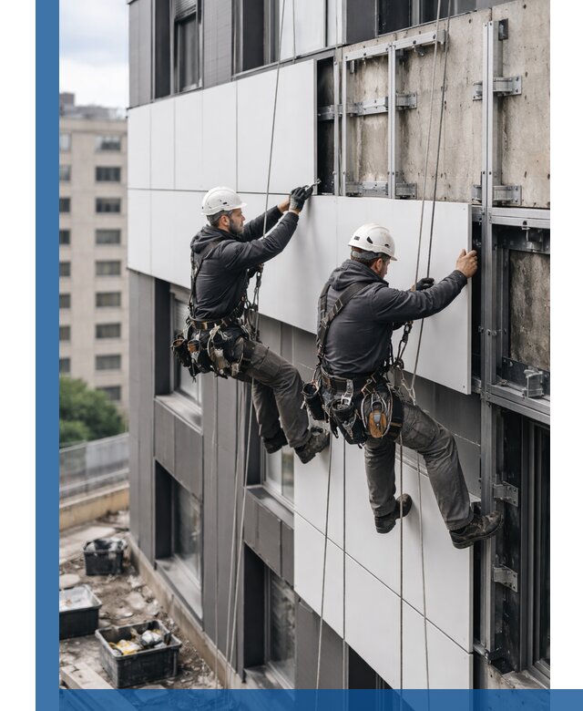 Монтаж композитных панелей фасада в Томске под ключ