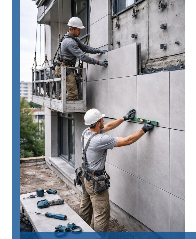 Монтаж керамогранита на фасад в Томске под ключ с гарантией качества