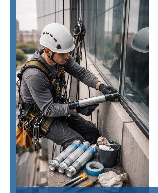 Герметизация стыков витража в Томске для герметичных фасадов
