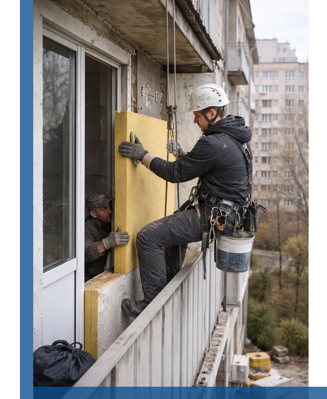 Профессиональное утепление балкона снаружи в Томске под ключ