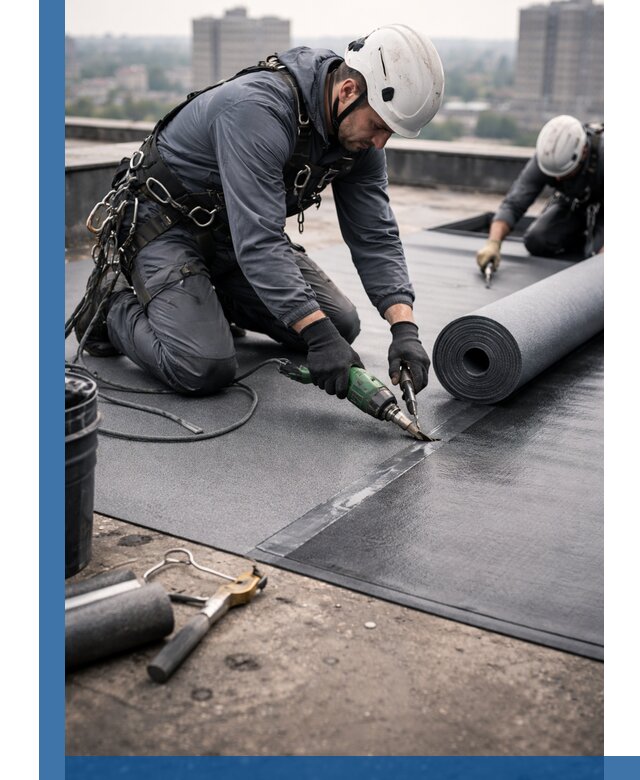 Ремонт мягкой кровли в Томске с выездом промальпинистов