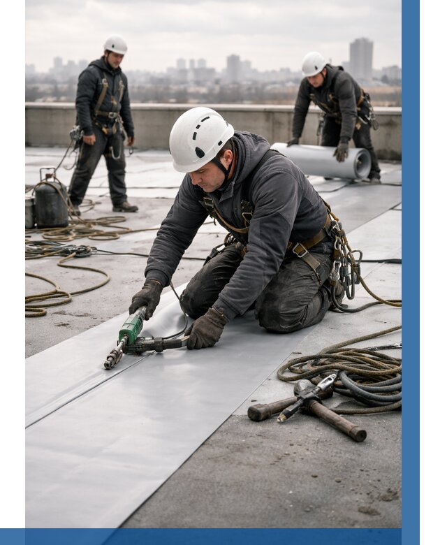 Ремонт мембранной кровли в Томске от 1967 р./м2 | ВЫСОТНИК-Тмс