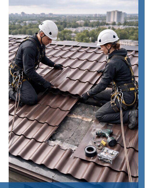 Ремонт металлочерепицы на крыше в Томске от 983 р. | ВЫСОТНИК-Тмс