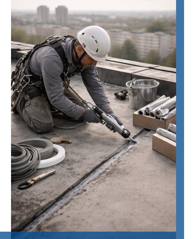 Герметизация швов кровли в Томске от 492 р./м2 | ВЫСОТНИК-Тмс