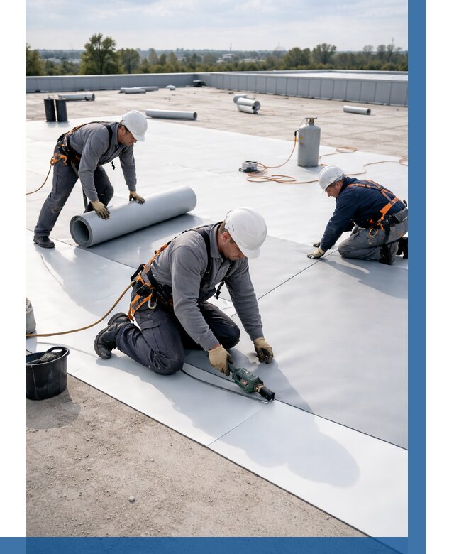 Монтаж мембранной кровли под ключ в Томске от 1311 р. | ВЫСОТНИК-Тмс