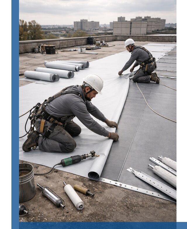 Монтаж мембранной кровли в Томске для промышленных зданий