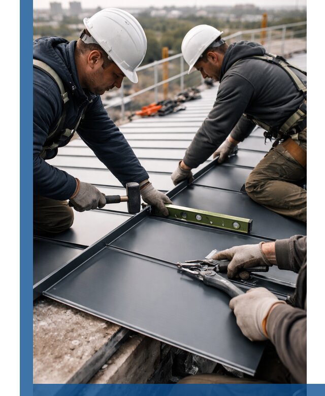 Монтаж фальцевой кровли в Томске для промышленных зданий