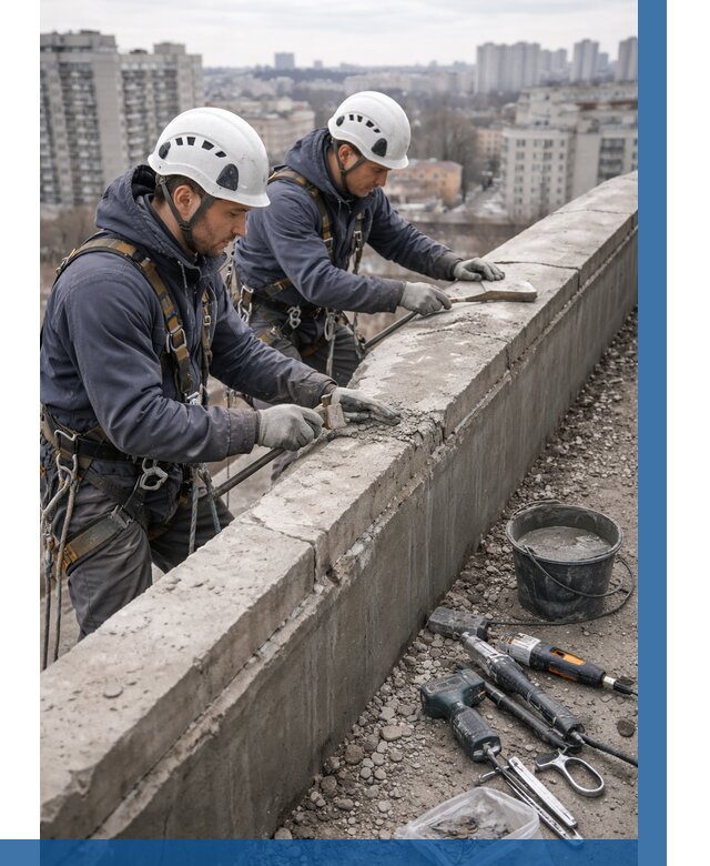 Ремонт парапета на кровле в Томске от 1639 р. | ВЫСОТНИК-Тмс