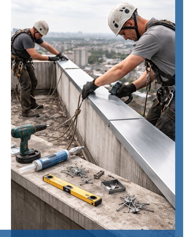 Монтаж парапетных крышек в Томске от 874 р. | ВЫСОТНИК-Тмс