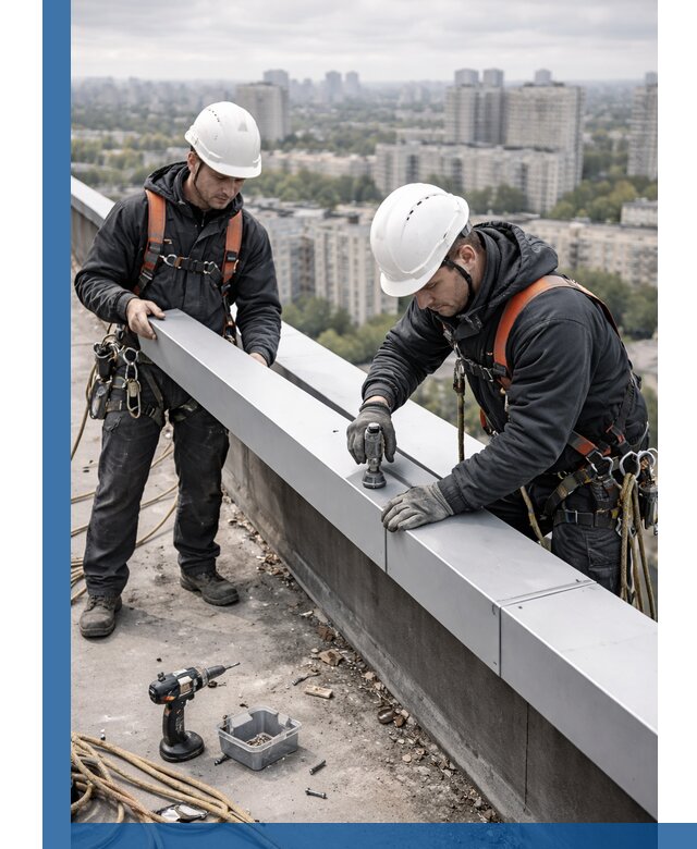 Монтаж парапетных крышек и ограждений кровли в Томске