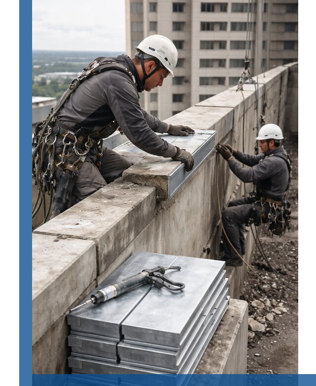 Замена парапетных крышек и установка новых в Томске