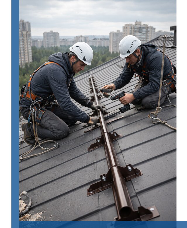 Монтаж снегозадержателей на кровле зданий в Томске под ключ