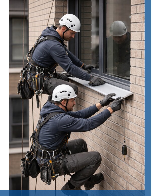 Монтаж оконных отливов под ключ в Томске от 3824 р. | ВЫСОТНИК-Тмс