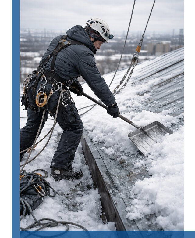 Профессиональная очистка кровли от снега и наледи в Томске