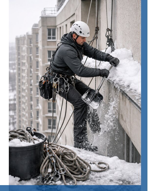 Очистка карнизов от снега в Томске от 328 р. | ВЫСОТНИК-Тмс