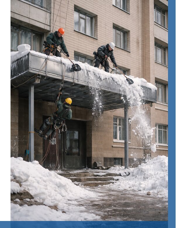 Очистка козырьков от снега в Томске от 3824 р. | ВЫСОТНИК-Тмс