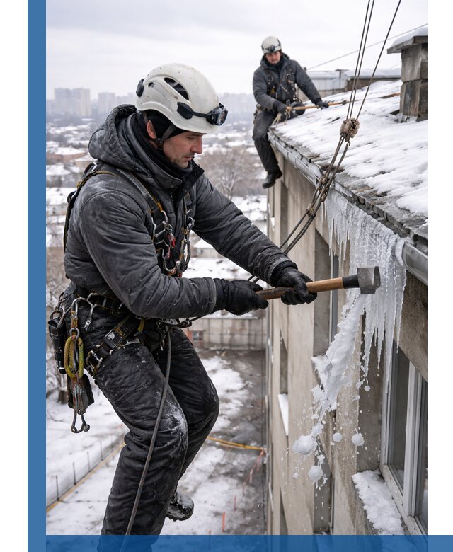 Сбивание и удаление сосулек с крыши в Томске безопасно
