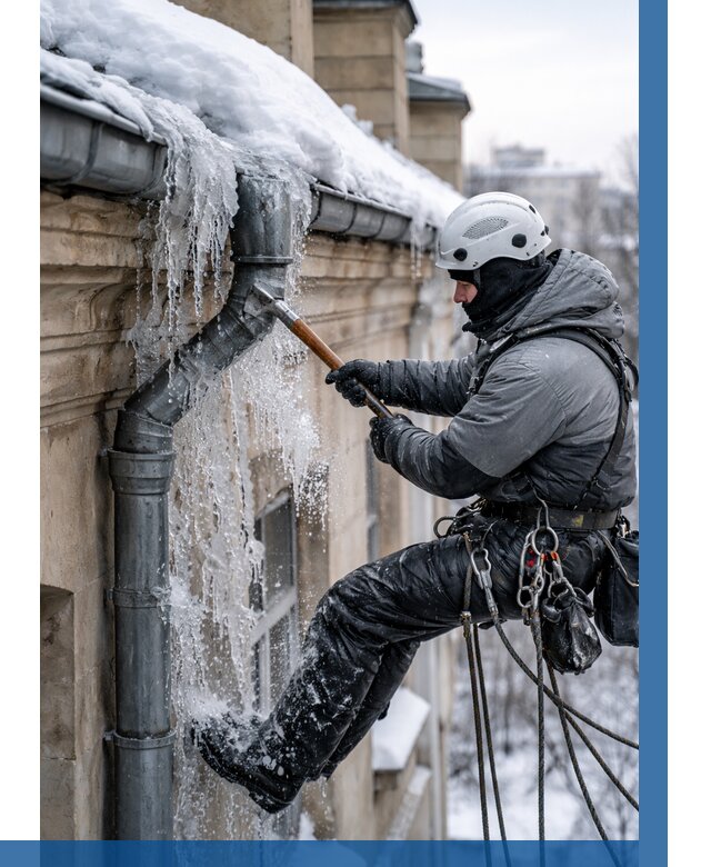 Очистка водостоков от льда в Томске от 3824 р. | ВЫСОТНИК-Тмс