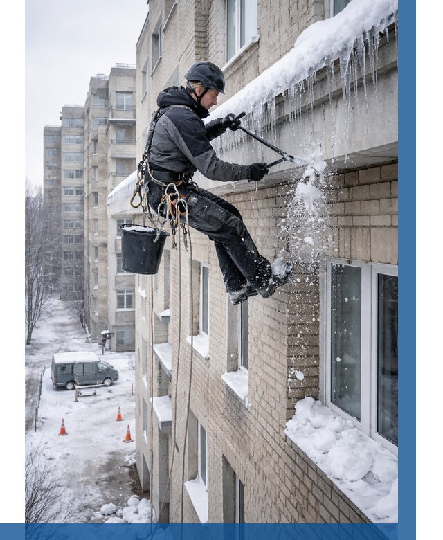 Удаление наледи с карнизов в Томске от 382 р. | ВЫСОТНИК-Тмс