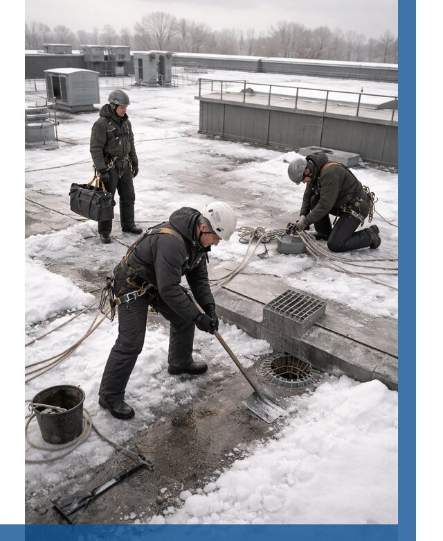 Абонентское обслуживание кровли зимой в Томске от 8742 р. | ВЫСОТНИК-Тмс