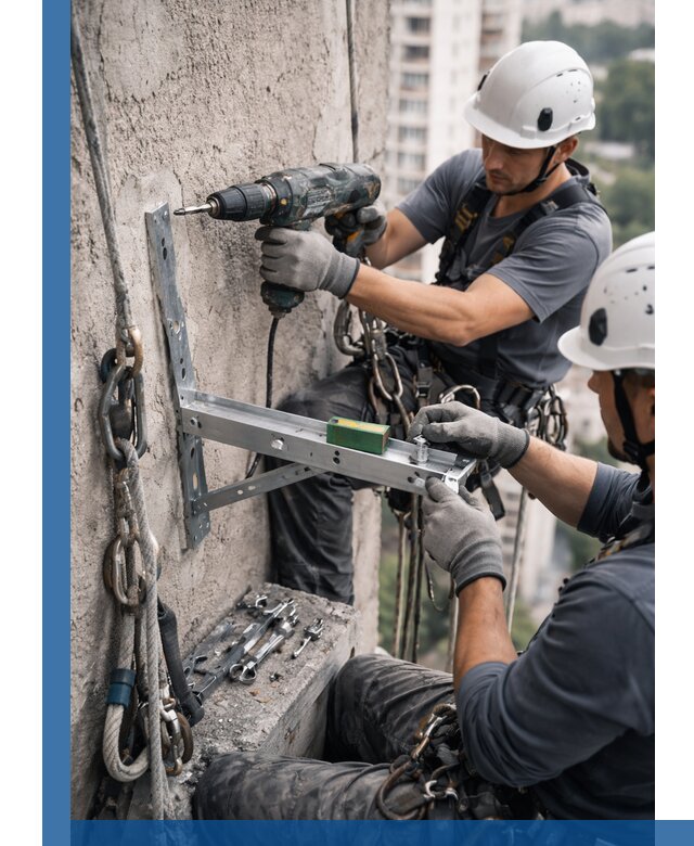 Установка кронштейнов кондиционера и крепежа в Томске