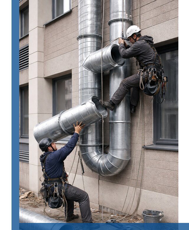 Монтаж фасадных воздуховодов в Томске с герметизацией и крепежом