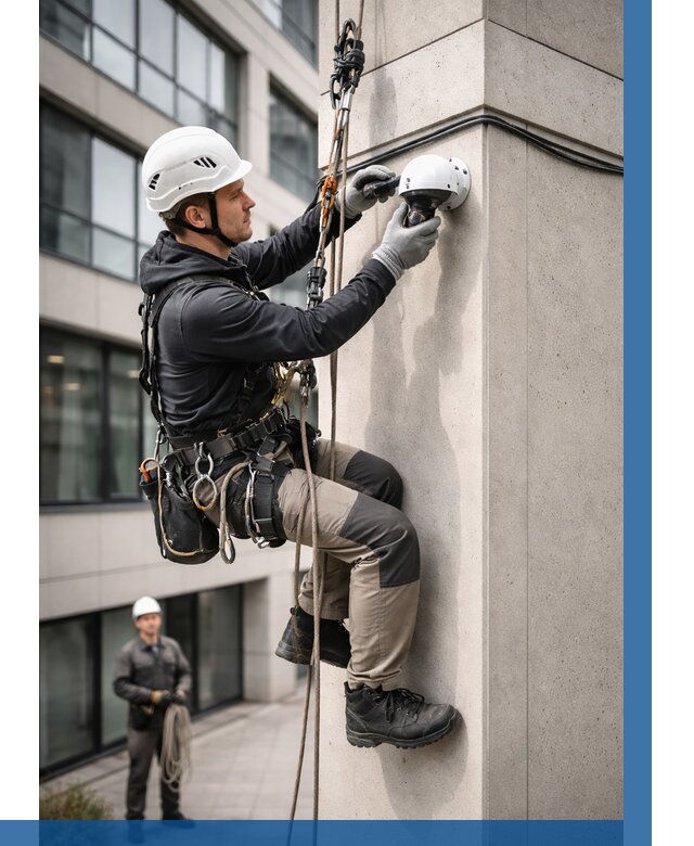 Монтаж камер видеонаблюдения на фасаде в Томске от 9288 р.-ВЫСОТНИК-Тмс