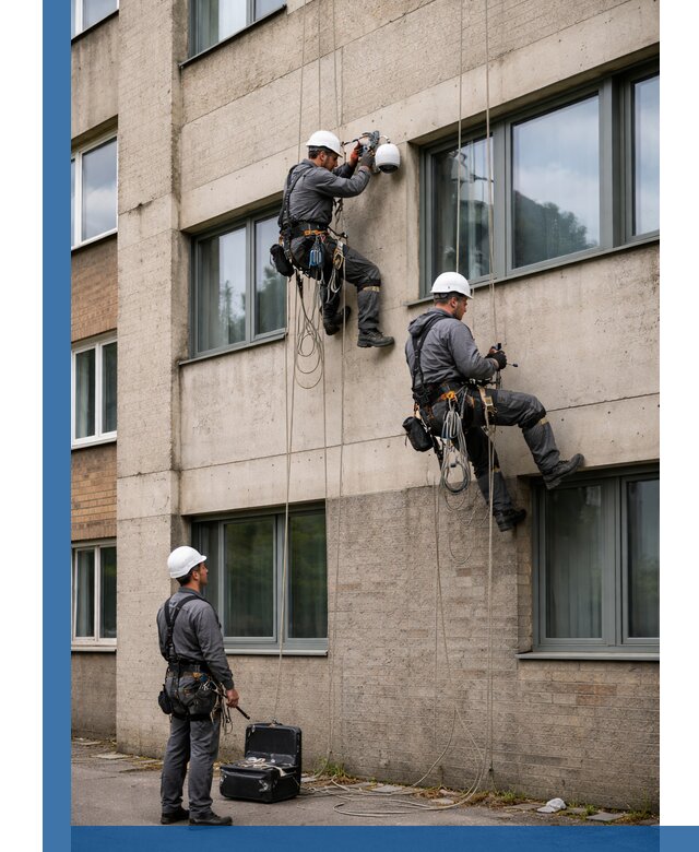 Монтаж фасадных камер видеонаблюдения в Томске под ключ
