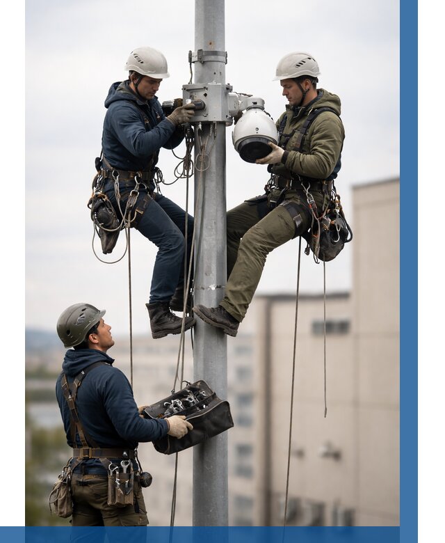 Установка видеокамер на мачте в Томске от 9288 р. | ВЫСОТНИК-Тмс