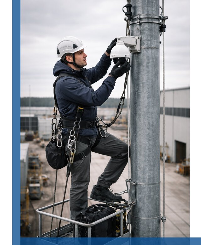 Профессиональная установка видеокамер на мачте в Томске