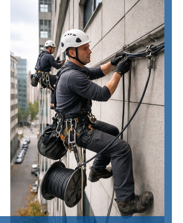 Прокладка кабеля по фасаду в Томске от 382 р. | ВЫСОТНИК-Тмс