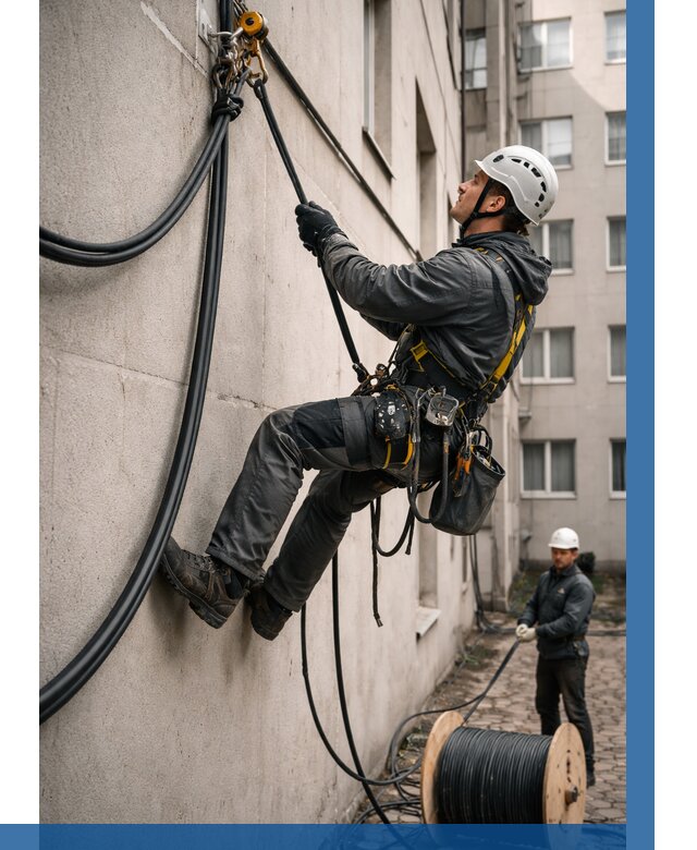 Протяжка кабеля питания на высоте в Томске от 492 р. | ВЫСОТНИК-Тмс