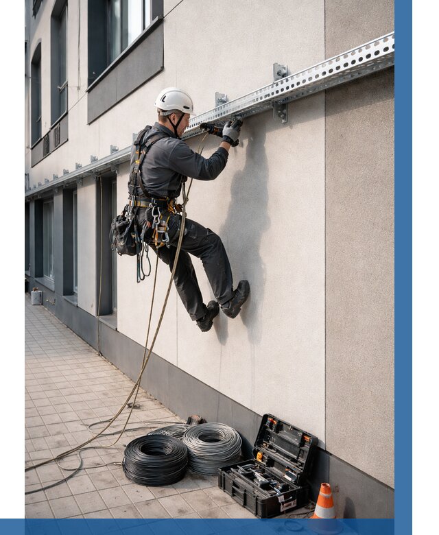 Монтаж кабельных лотков на фасаде в Томске от 1311 р. | ВЫСОТНИК-Тмс