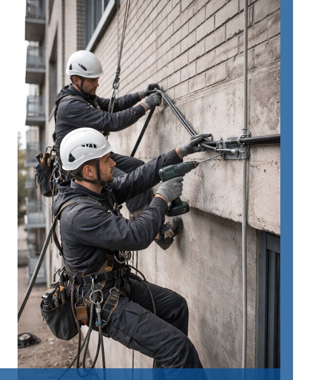 Крепление кабеля на фасаде в Томске от 382 р. | ВЫСОТНИК-Тмс