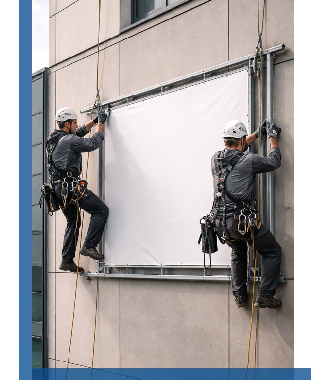 Монтаж наружной рекламной вывески в Томске под ключ