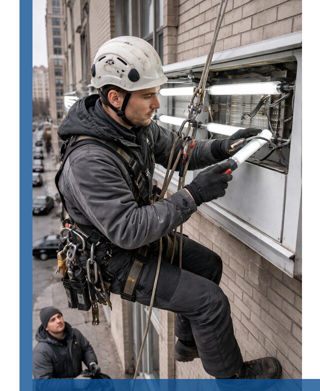 Профессиональная замена ламп в наружной вывеске в Томске