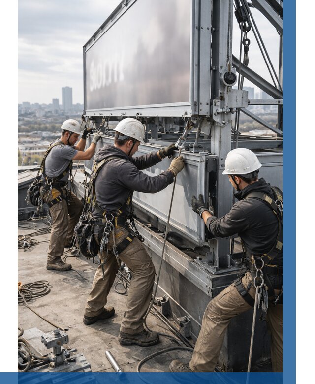 Монтаж крышной рекламной конструкции в Томске от 65562 р.|ВЫСОТНИК-Тмс