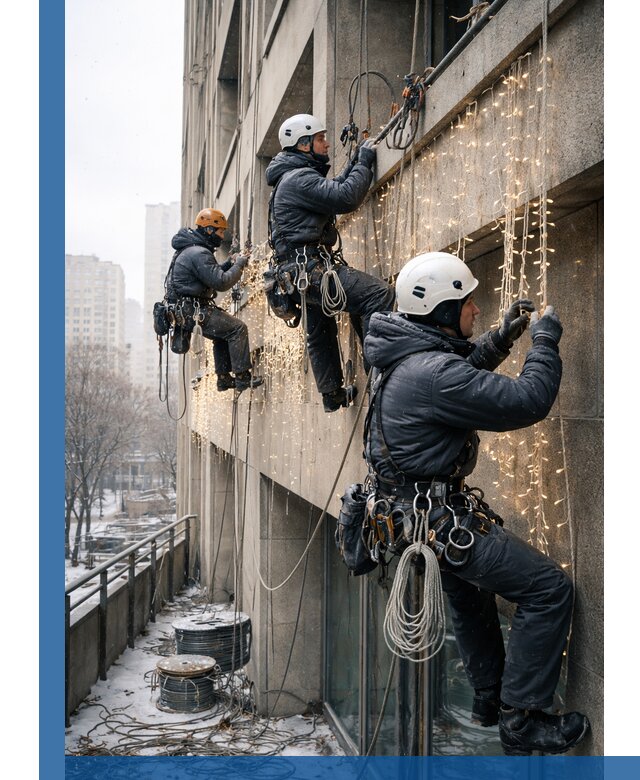 Монтаж новогодней иллюминации и украшение фасадов в Томске