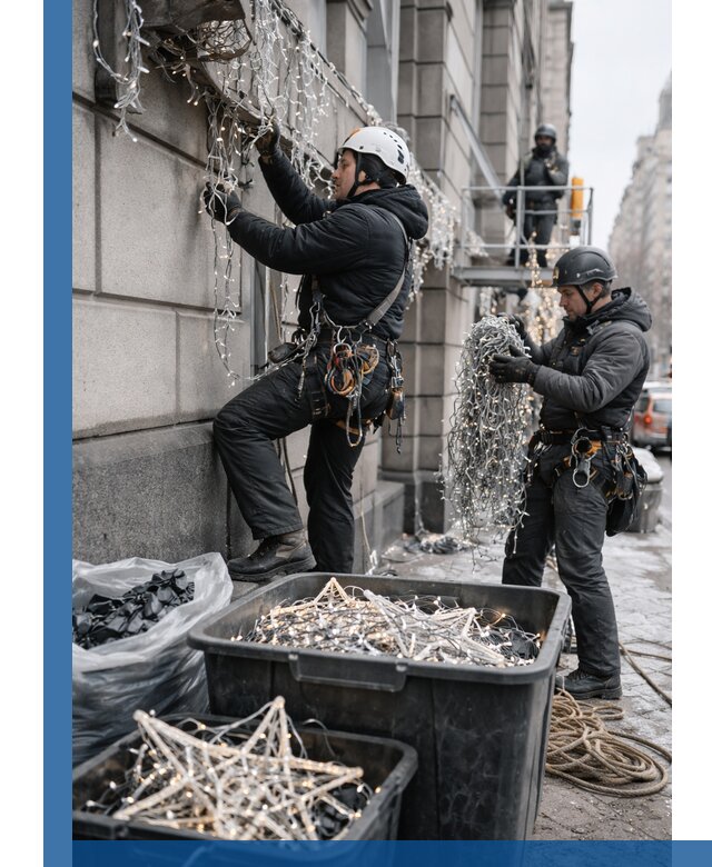 Демонтаж новогоднего оформления и гирлянд в Томске