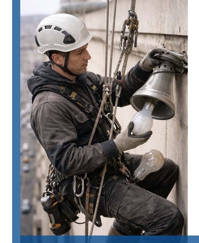 Замена ламп на высоте в Томске профессионально и быстро