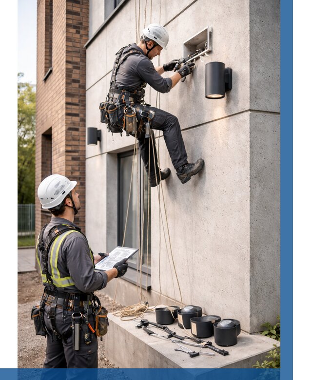 Монтаж фасадного освещения в Томске от 2732 р. | ВЫСОТНИК-Тмс